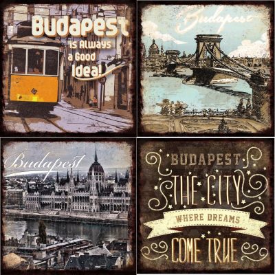 Budapest Retro Vintage Poháralátét szett