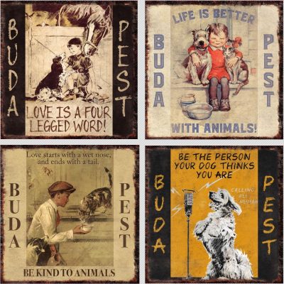 We Love Animals Retro-Gift poháralátét szett